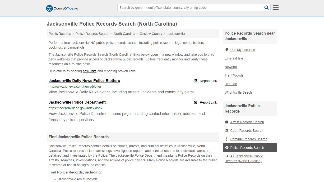 Police Records Search - Jacksonville, NC (Accidents ...